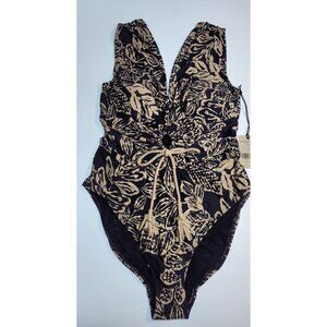 Robin Piccone One Piece Swimsuit Navy Ecru Size 8 New With Tags